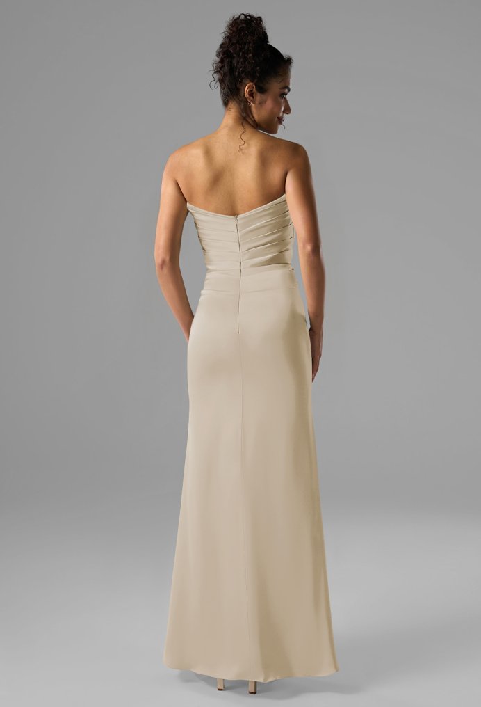 AW Terry Champagne  Long Bridesmaid Dresses
